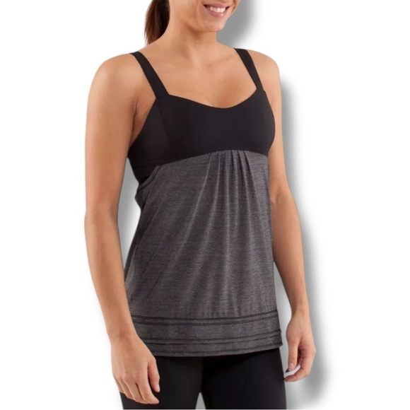 Lululemon Black Gray Run Back on Track Tank Top - Size 10 - Picture 1 of 9